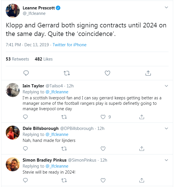 CĐV Liverpool phấn khích với dự báo về hợp đồng của Klopp và Gerrard