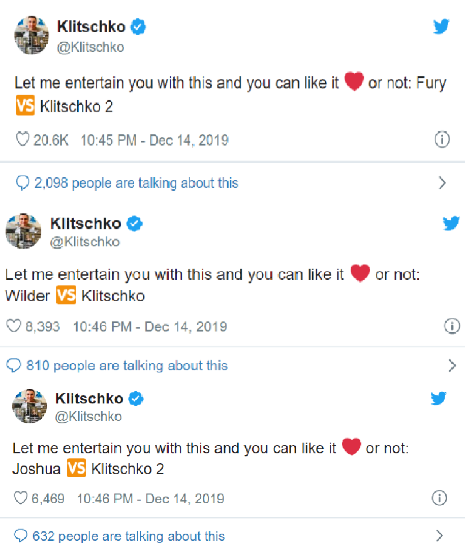 Wladimir Klitschko muốn thượng đài với Joshua, Wilder và Fury