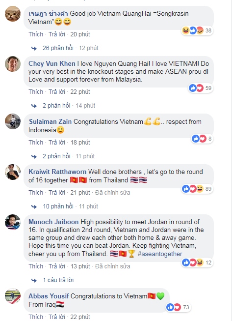 NHM nước ngoài chúc mừng chiến thắng của đội tuyển Việt Nam trước Yemen
