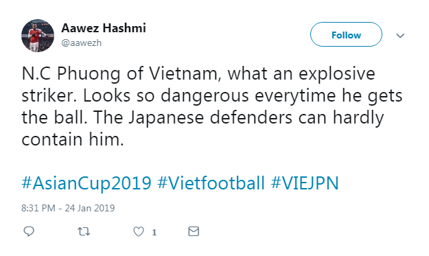 CĐV nước ngoài ấn tượng với màn trình diễn của ĐT Việt Nam trước Nhật Bản