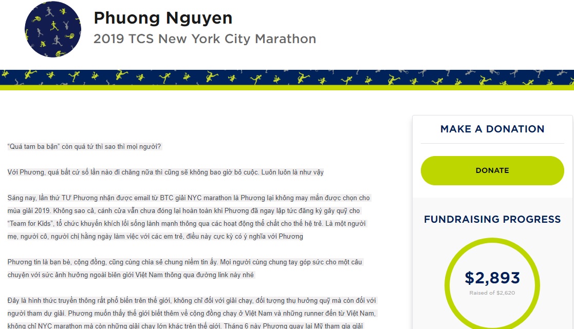 Trượt xổ số NYC Marathon, runner U50 kêu gọi cộng đồng gây quỹ và cái kết bất ngờ chỉ sau 2 ngày