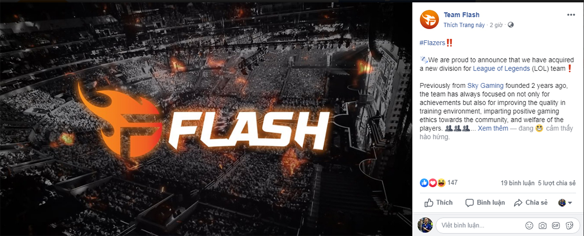 Team Flash công bố đội hình cho VCS 2019