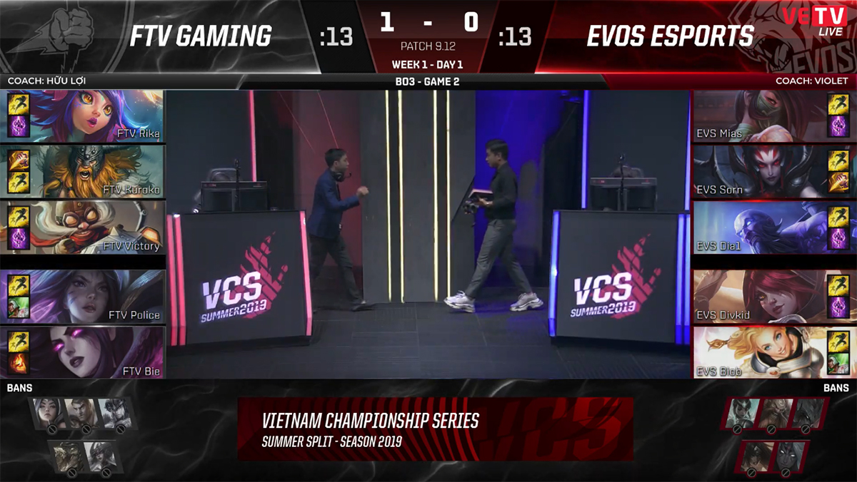 Trực tiếp VCS mùa hè 2019 tuần 1: EVOS vs FTV (16h00, 20/6)