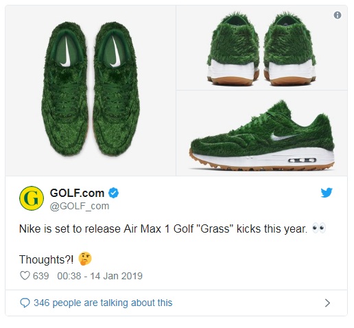 Nike dự định tung ra giày đánh golf Air Max 1 “cỏ”