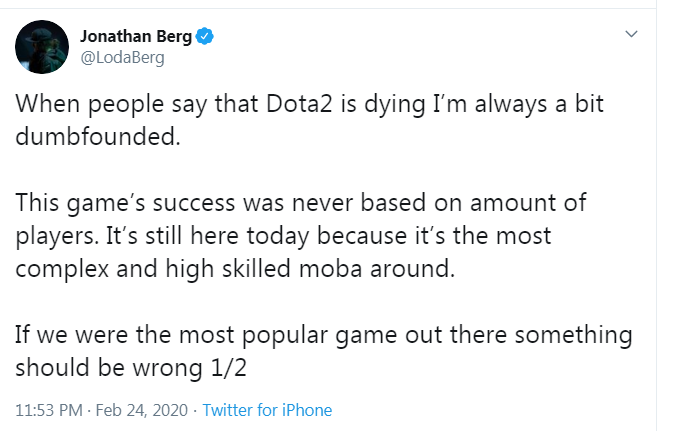 Loda khẳng định Dota 2 chắc chắn không phải là dead game