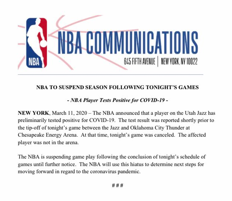 NÓNG: NBA hoãn vô thời hạn sau khi Rudy Gobert dương tính với COVID-19