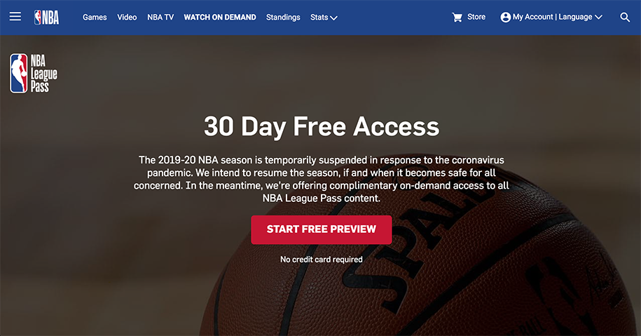 NBA tặng người hâm mộ NBA League Pass miễn phí đến 22/4 giữa dịch COVID-19