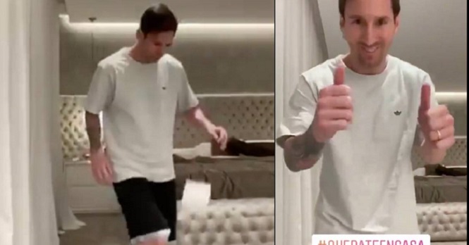Messi khiến CĐV trầm trồ khi tham gia “thử thách giấy vệ sinh”
