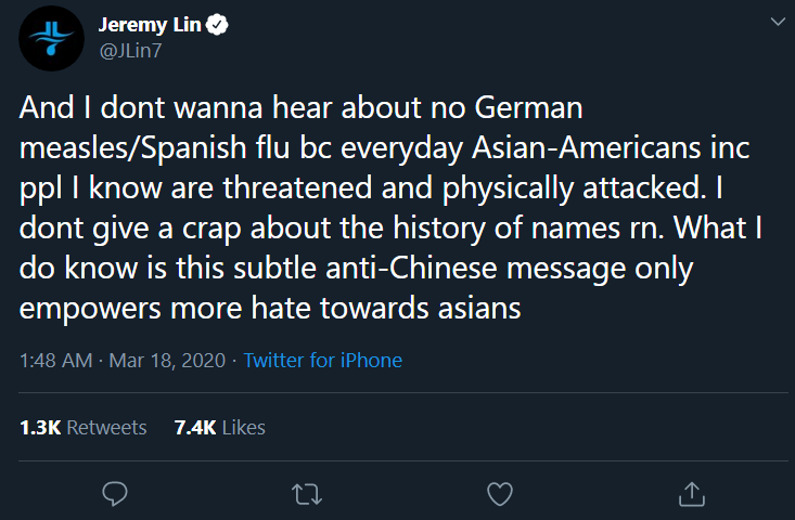 Ông Donald Trump gọi corona là virus Trung Quốc, Jeremy Lin phản pháo dữ dội