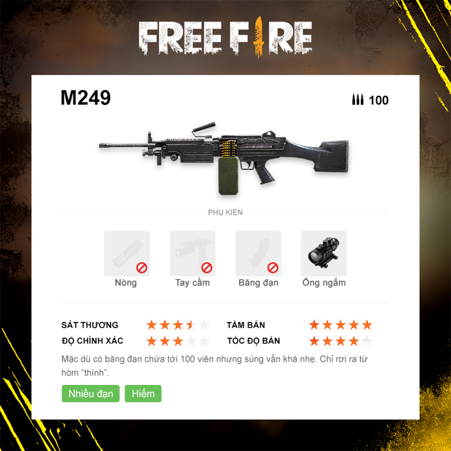 M249 - Hung thần súng máy trong Free Fire