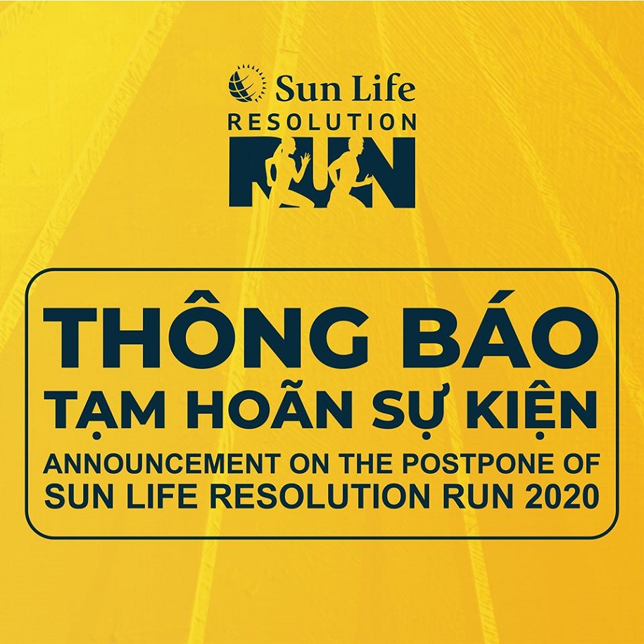Giải chạy bộ Sun Life Resolution Run 2020 tạm hoãn vì ảnh hưởng của dịch viêm phổi cấp do virus Corona.