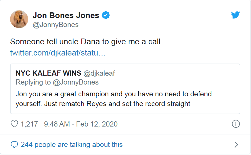 Jon Jones phản pháo về UFC 247 trên mạng xã hội