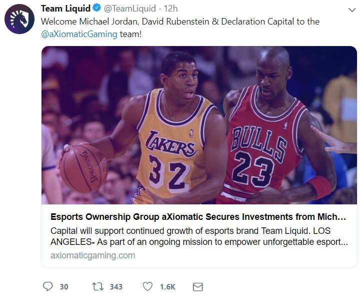 Huyền thoại NBA Michael Jordan rót vốn đầu tư vào công ty mẹ của Team Liquid - Ảnh 1.