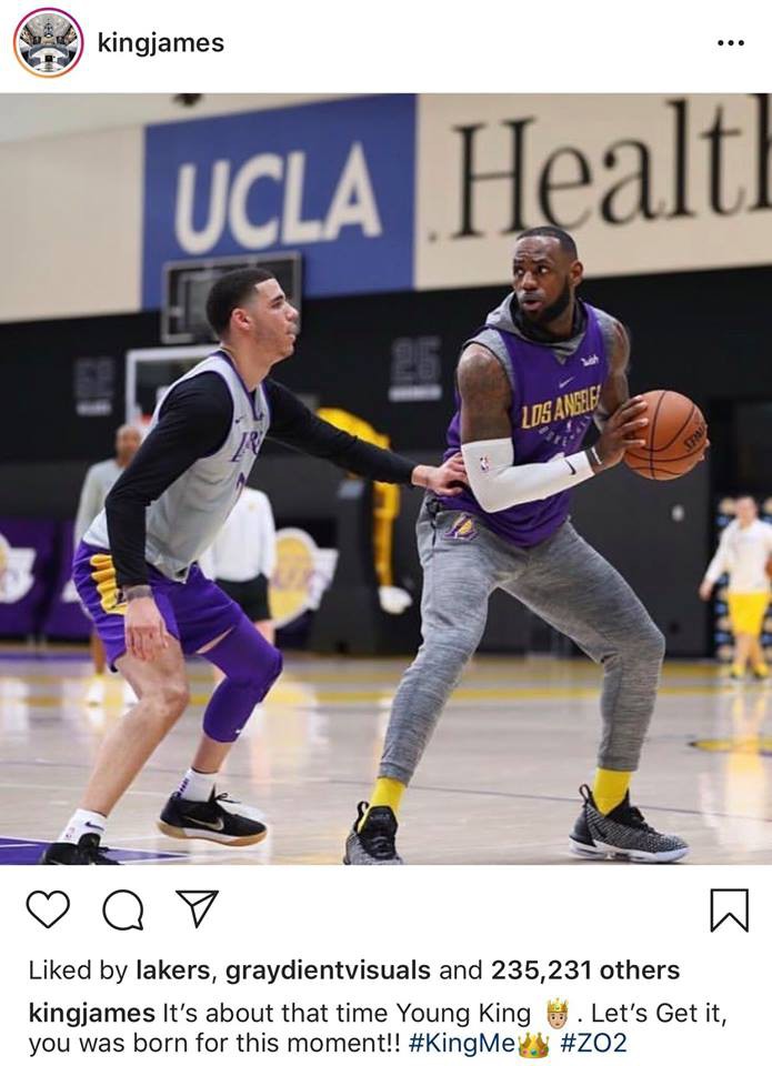 LeBron James nhắn gửi Lonzo Ball: Tới thời của vị vua trẻ - Ảnh 1.