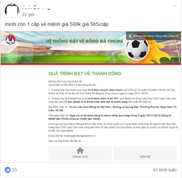 Phe vé đội giá 1 cặp trận Việt Nam – Philippines tới 7 triệu, ngang nhiên “giao hàng” tận nơi - Ảnh 3.