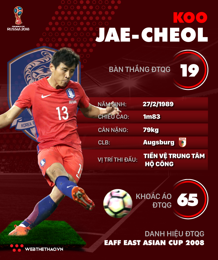 Thông tin cầu thủ Koo Jae-Cheol của ĐT Hàn Quốc dự World Cup 2018 - Ảnh 1.