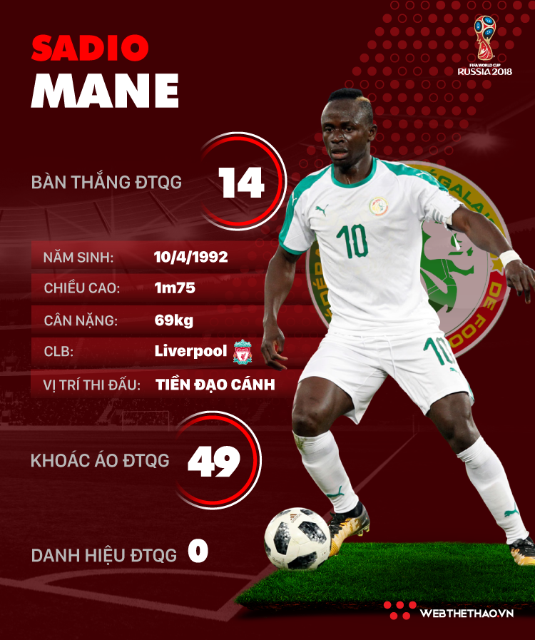 Thông tin cầu thủ  Sadio Mane của ĐT Senegal dự World Cup 2018 - Ảnh 1.