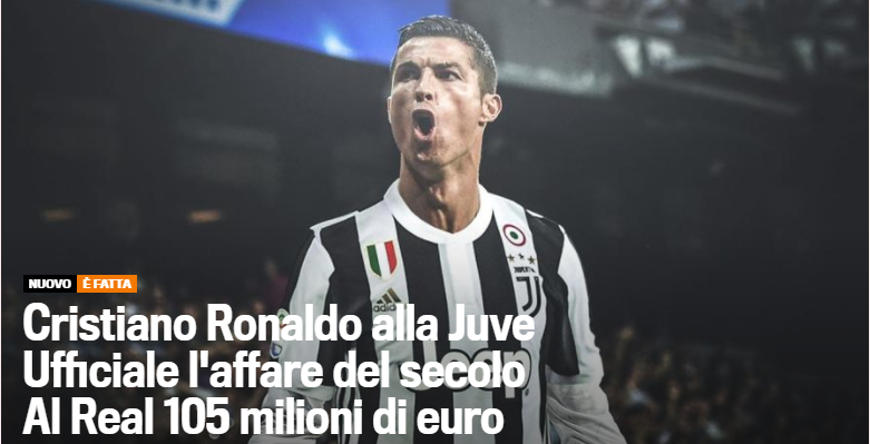 Truyền thông thế giới “dậy sóng” khi Ronaldo chính thức chuyển đến Juventus - Ảnh 2.