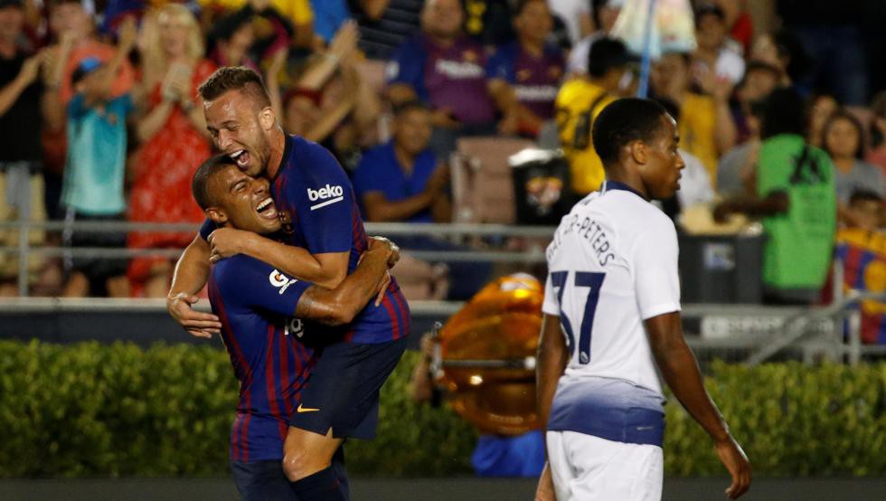 Video: Tân binh tỏa sáng giúp Barca thắng nghẹt thở Tottenham ở ICC Cup 2018 - Ảnh 2.