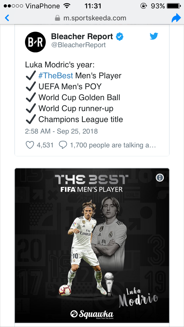 Twitter hỗn loạn sau khi Modric đánh bại Salah và Ronaldo  - Ảnh 3.