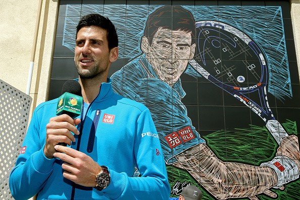 Djokovic được vinh danh trên một bức tường tại trung tâm Tennis Garden ở Indian Wells