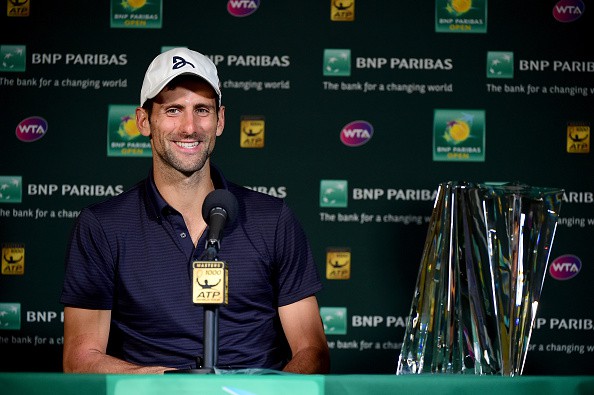 Djokovic trong buổi họp báo sau trận chung kết Indian Wells