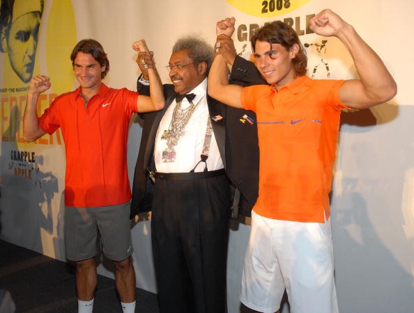 Ông bầu quyền Anh, Don King trong sự kiện cổ động của Nike dành cho Federer và Nadal