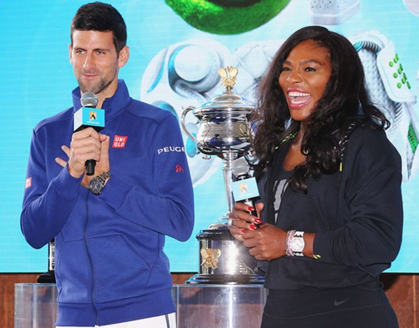 Djokovic và Serena trong buổi lễ bốc thăm phân nhánh Australian Open 2016