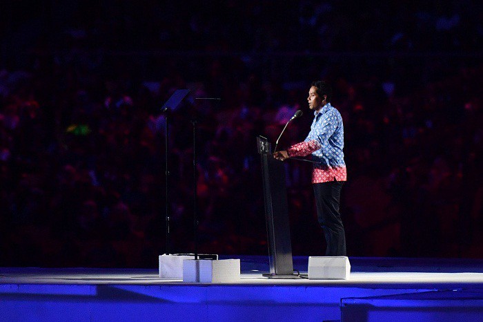  Bộ trưởng Thanh niên và Thể thao Malaysia, Trưởng BTC SEA Games 29, Khairy Jamaluddin phát biểu trong lễ khai mạc