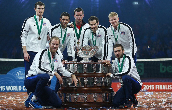 Evans cùng Andy Murray vô địch Davis Cup 2015 trong màu áo tuyển Vương quốc Anh