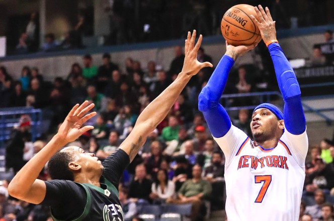 Anthony có cú ném 3 điểm quan trọng giúp Knicks vượt lên trong hiệp 4