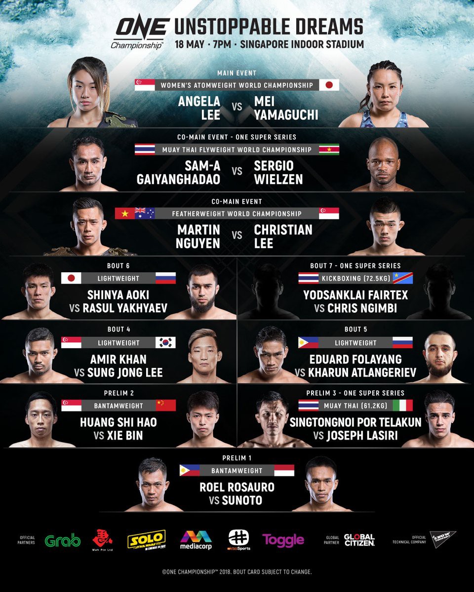 Fight card ONE: Unstoppable Dreams
