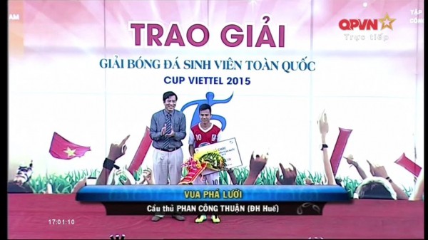 Tiền đạo Phan Công Thuận là Vua phá lưới giải SV toàn quốc 2015
