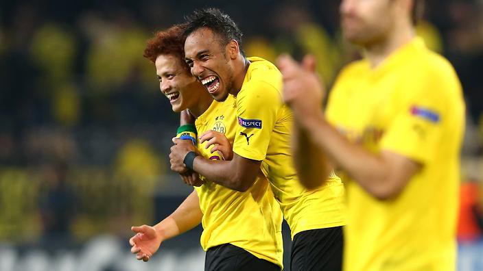Mustafa Amini và Aubameyang trong màu áo Dortmund