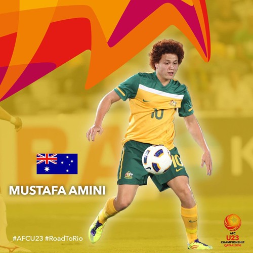 Mustafa Amini được AFC ''nhận diện'' là gương mặt đáng chú ý nhất của U.23 Australia tại VCK lần này