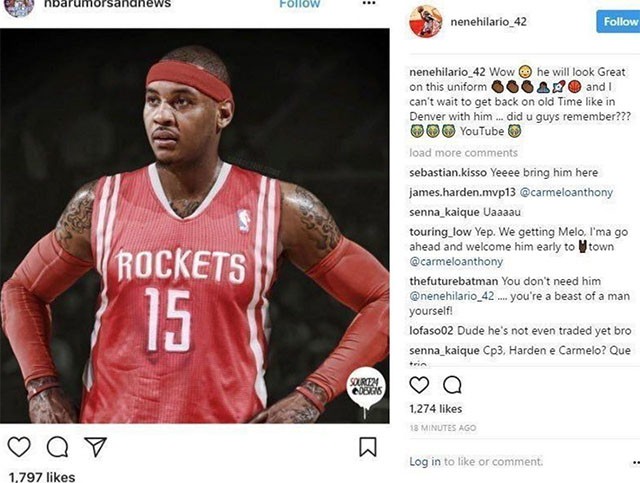 Bức ảnh Carmelo Anthony trên Instagram 