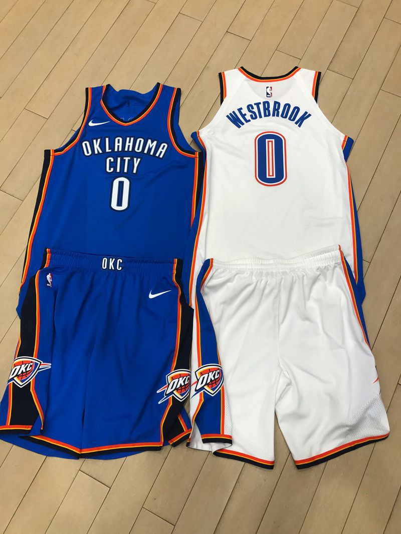  Tương tự với Knicks, thiết kế áo đấu của Oklahoma City Thunder không khác gì so với mùa giải trước.