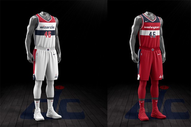 Mẫu áo đấu mới khá đẹp mắt của Washington Wizards.