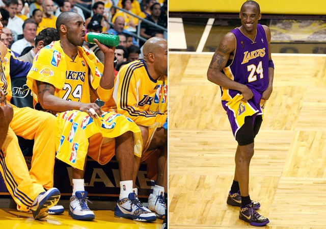 Hai mẫu Finals PE với họa tiết các danh hiệu mà Kobe Bryant đã đạt được trong sự nghiệp thi đấu.