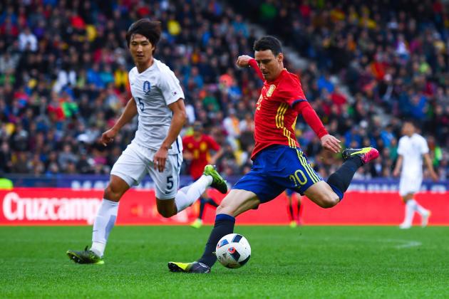 Trong 30 phút cuối chiến thắng Hàn Quốc 6-1 vừa qua, Del Bosque từng tung Aritz Aduriz vào sân đá cặp với Alvaro Morata.