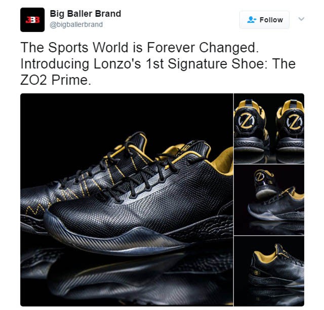 Big Baller Brand ấp ủ mẫu giày thửa ZO2 Prime