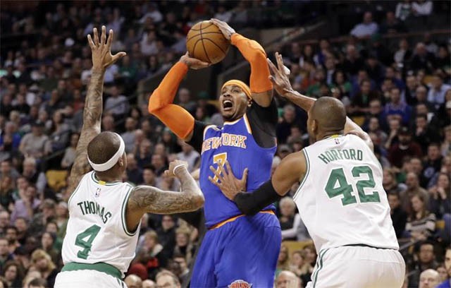 Carmelo Anthony không ngại ném bóng trước dàn thủ Boston sáng nay chỉ vì anh thích thế.