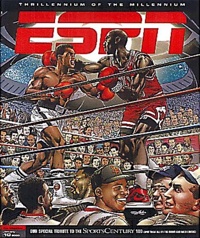 Một trong những poster của ESPN, thể hiện thông điệp Jordan ngang hàng với võ sĩ quyền Anh Muhammad Ali, cùng là những ông vua của làng thể thao Mỹ.