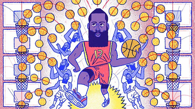 Tranh vui về khả năng ghi điểm của James Harden.