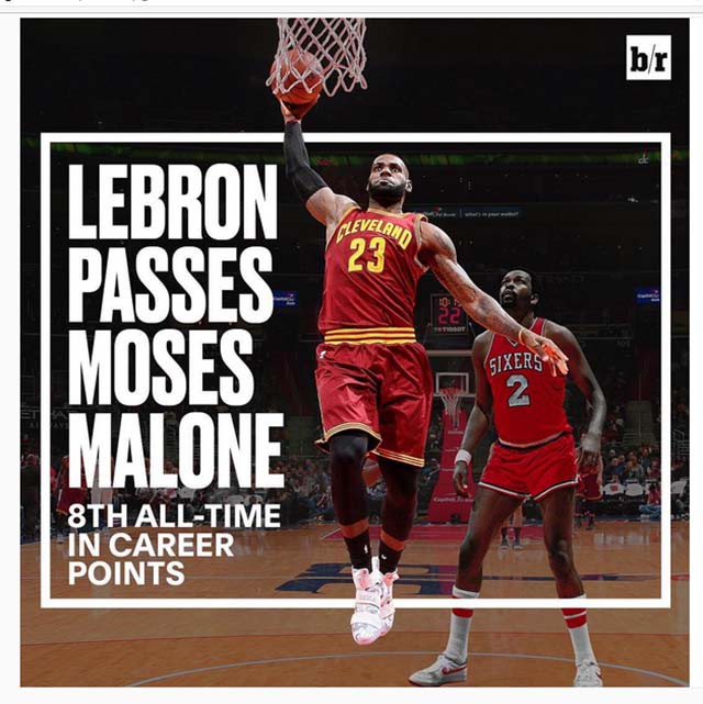 Với 34 điểm ghi được ở trận đấu này, LeBron James đã chính thức vượt qua Moses Malone để trở thành cầu thủ đứng thứ 8 trong danh sách những cây ghi điểm xuất sắc nhất lịch sử NBA.