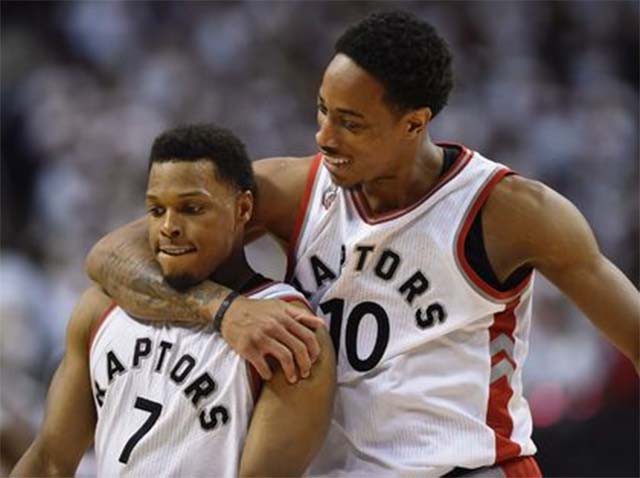 Lowry (7) và DeRozan (10) ghi đến 62 điểm trận này.