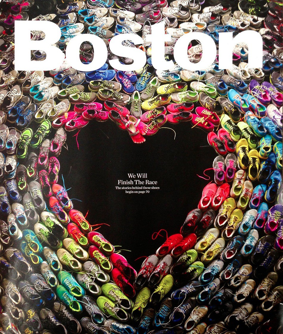 Bìa tạp chí Boston gây ấn tượng với những đôi giày xếp thành hình trái tim