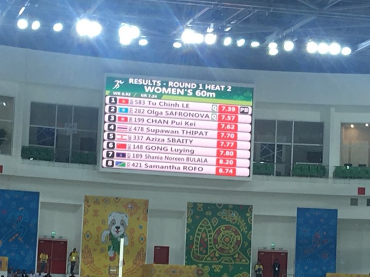 Kết quả của Tú Chinh ở lượt thứ 2 vòng loại 60m