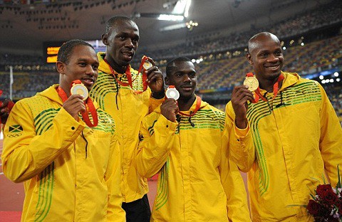 4 thành viên team 4x100m nam Jamaica tại Olympic 2008
