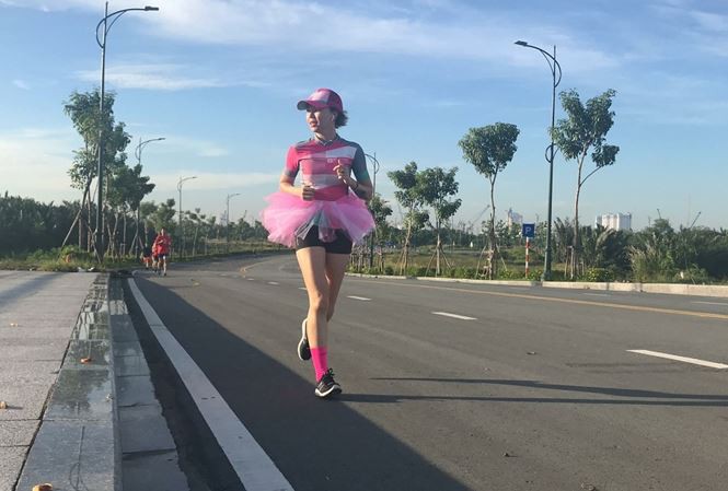 Tăng Nguyệt Minh tại giải Ho Chi Minh International Marathon 2017. Ảnh: NVCC